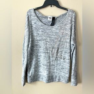 Harley Davidson Women’s L metallic grey cold shoulder open back long sleeve top